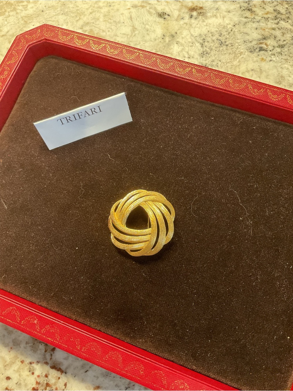 Trifari Gold-Tone Woven Knot Statement Brooch - Picture 6 of 7